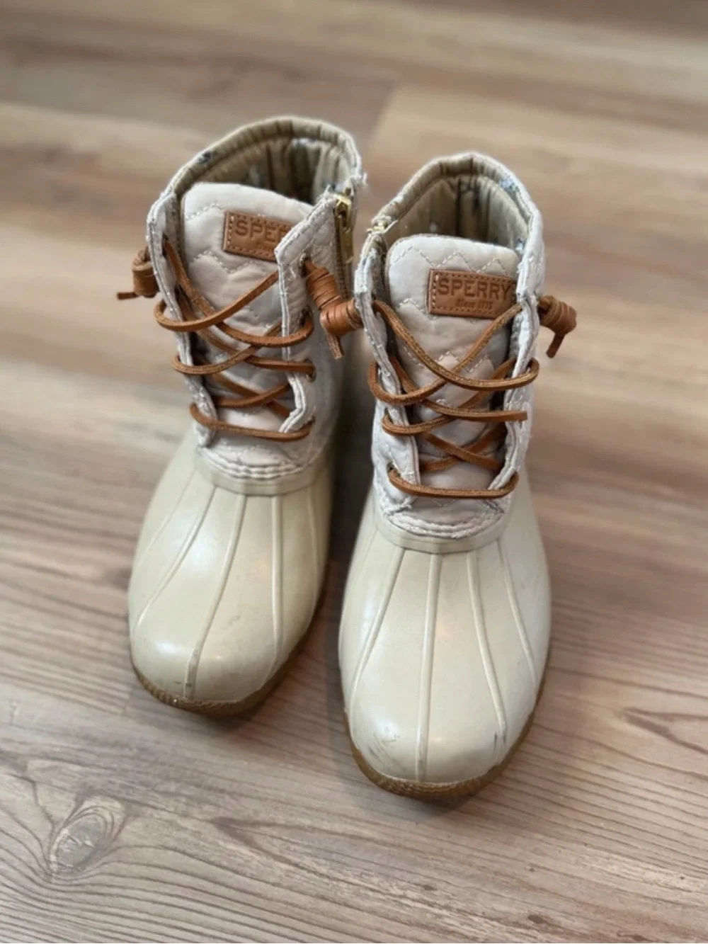 Sperry Cream & Tan Duck Boot with Side Zip